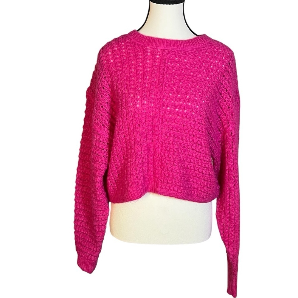 Aritzia Wilfred Free Women Sweater Small Pink Knitted Cropped Mohair Alpaca